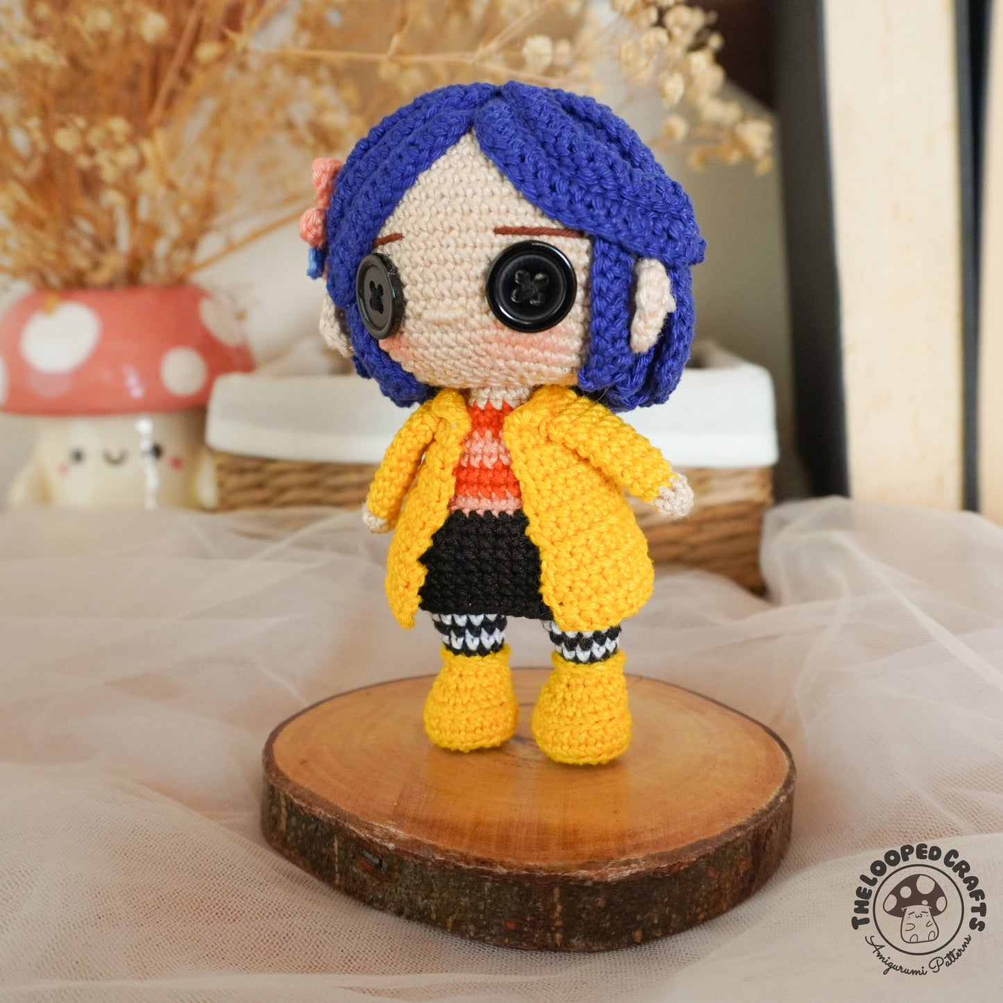Mini Amigurumi Coraline Button Eyes Inspired