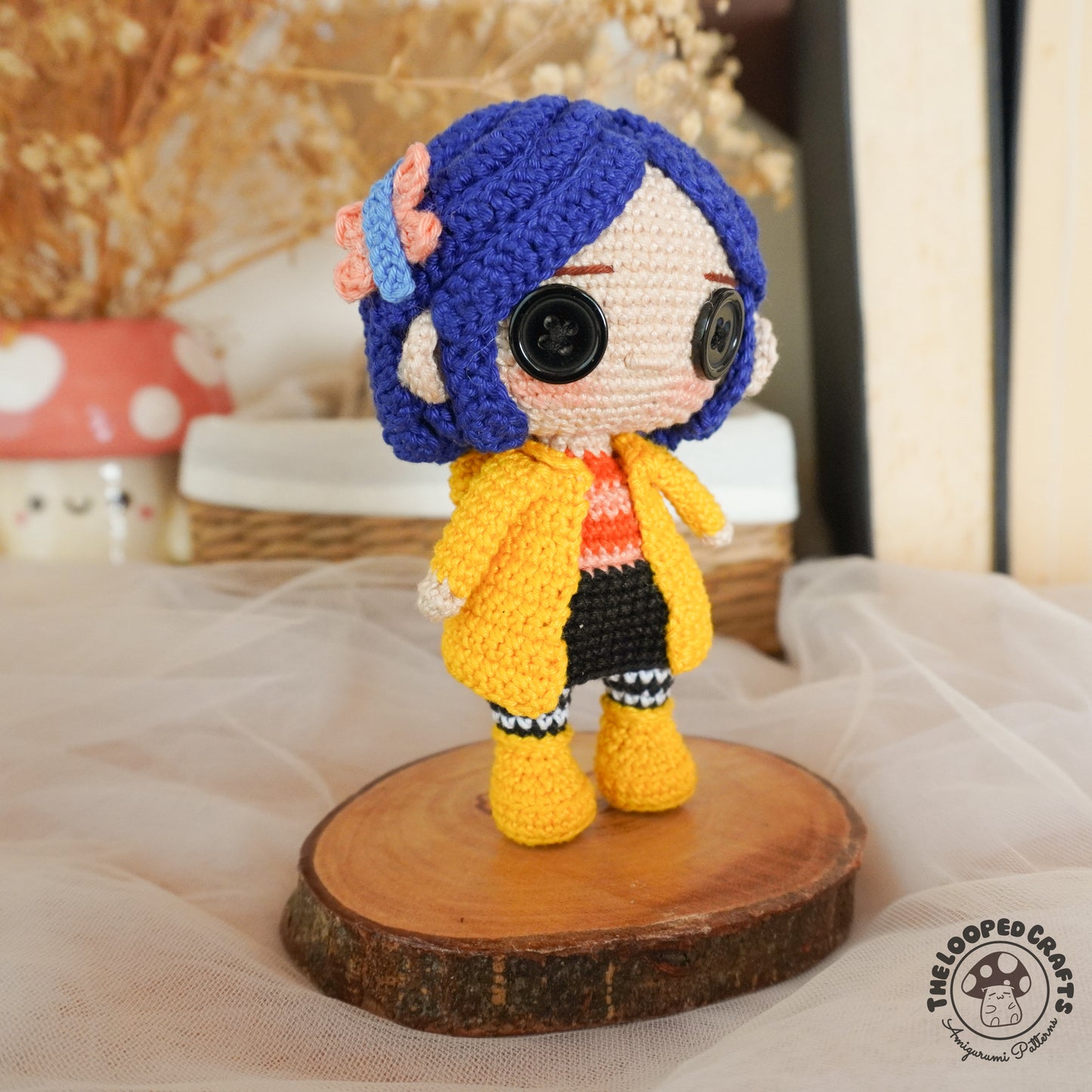Mini Amigurumi Coraline Button Eyes Inspired