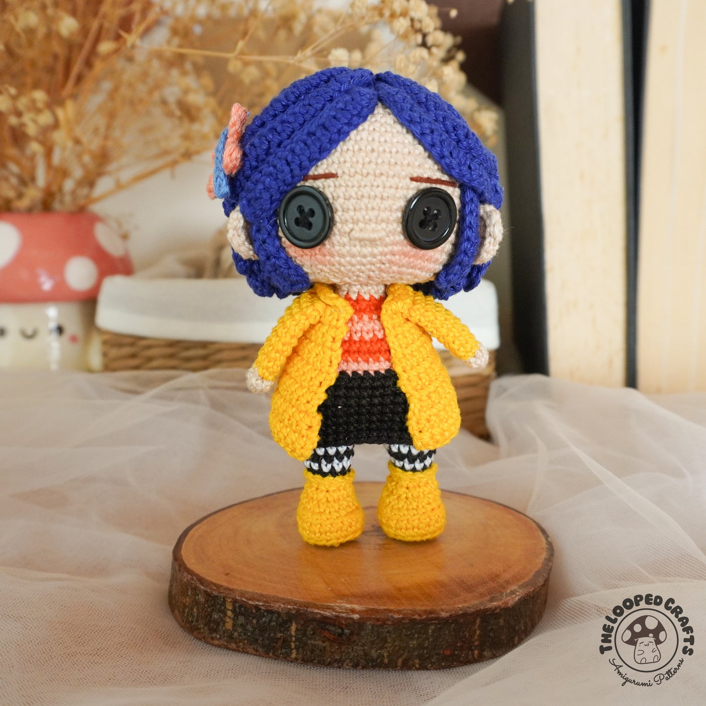 Mini Amigurumi Coraline Button Eyes Inspired
