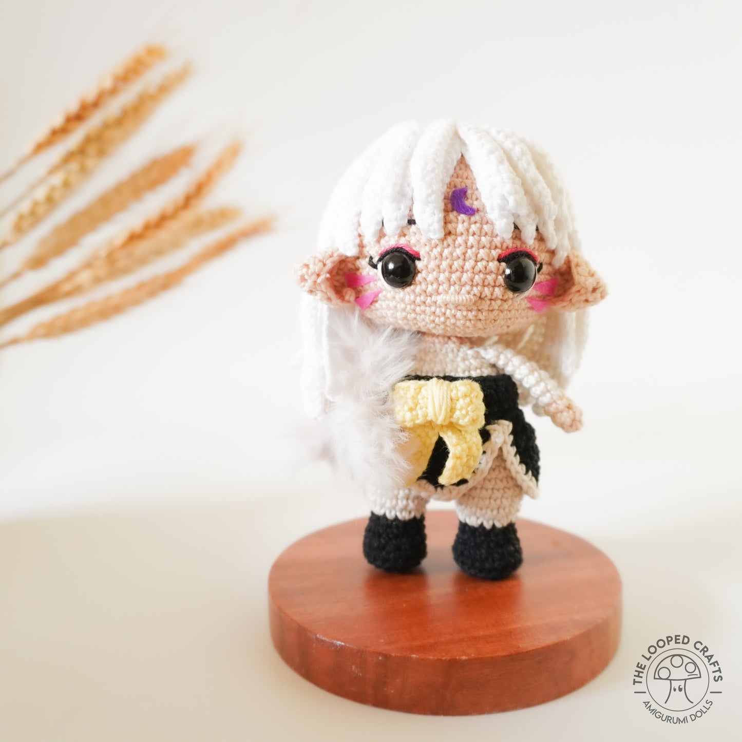 Mini Amigurumi Inspired Demon White Dog