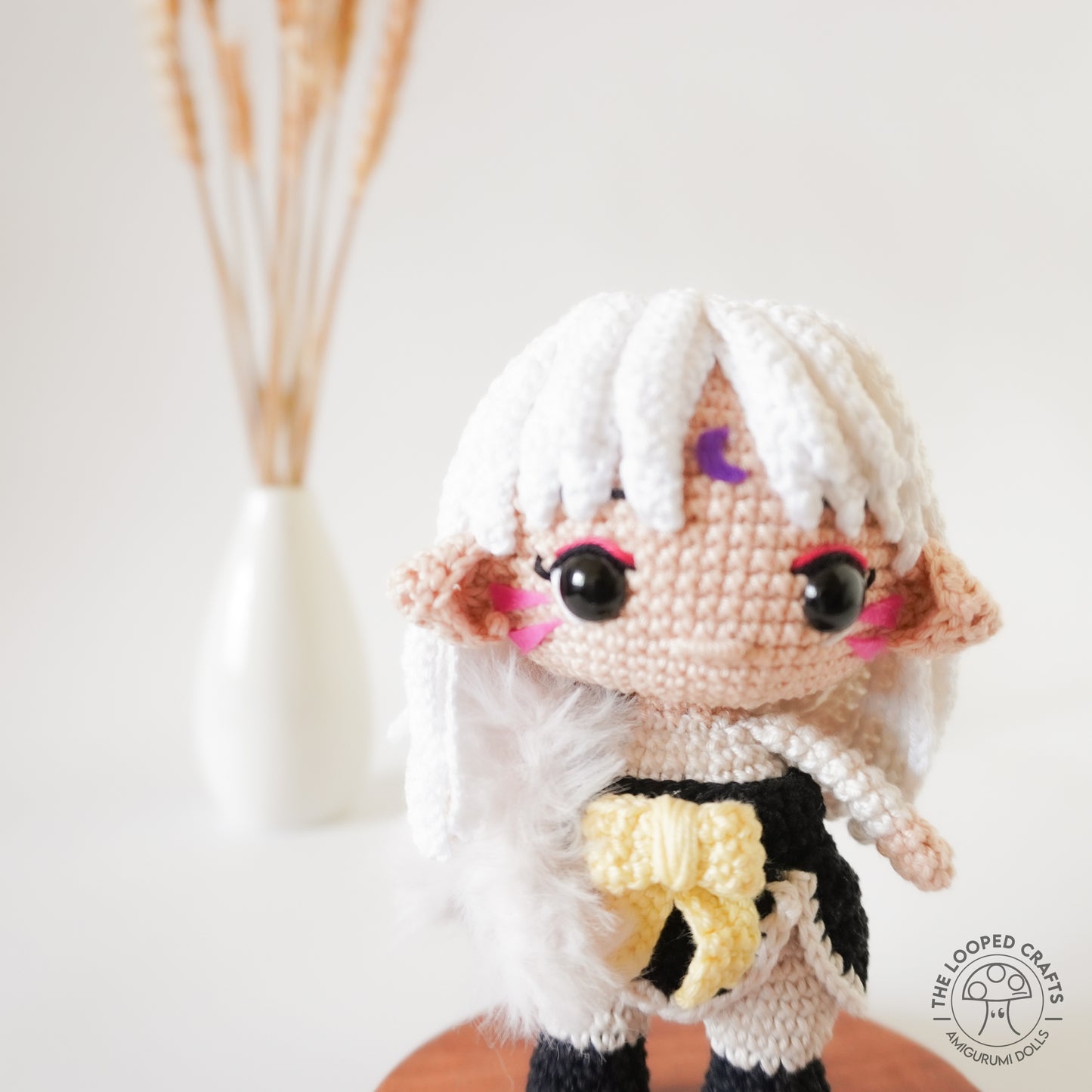 Mini Amigurumi Inspired Demon White Dog